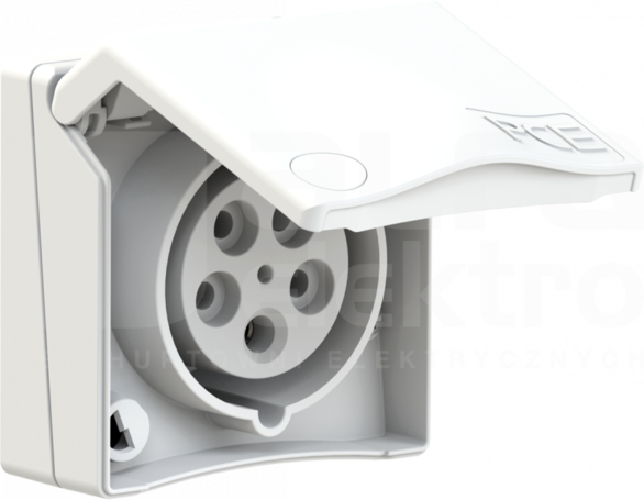 DESIGN 16A 5P 400V IP44 biały Gniazdo tablicowe nikiel