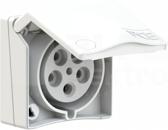 DESIGN 32A 5P 400V IP44 biały Gniazdo tablicowe nikiel