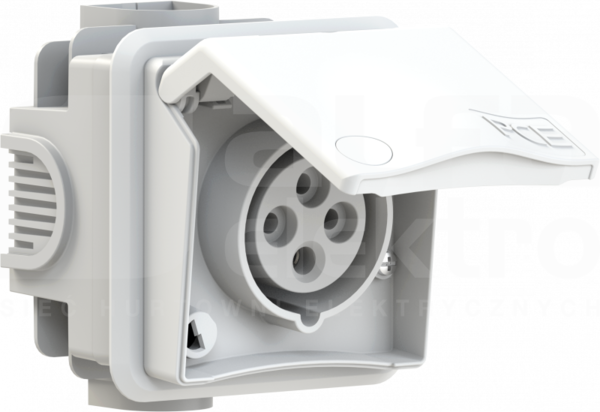 16A 4P 400V IP44 Gniazdo podtynkowe przelotowe nikiel