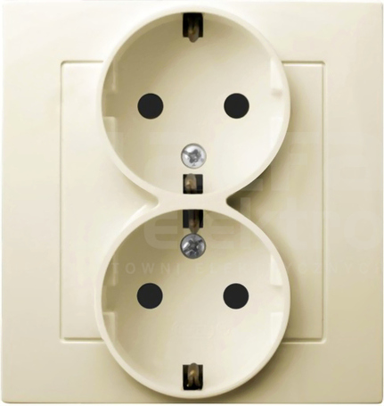 AS 2x2P+Z SCHUKO IP20 ecru Gniazdo podwójne