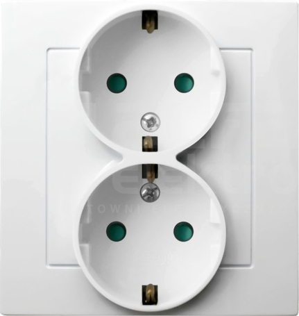 AS 2x2P+Z SCHUKO IP20 biały Gniazdo podwójne z przesłonami styków