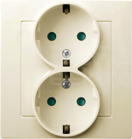 AS 2x2P+Z SCHUKO IP20 ecru Gniazdo podwójne z przesłonami styków