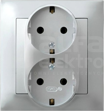 IMPRESJA 2x2P+Z SCHUKO IP20 srebrny Gniazdo podwójne