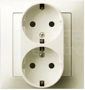 IMPRESJA 2x2P+Z SCHUKO IP20 ecru Gniazdo podwójne