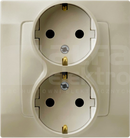 KARO 2x2P+Z SCHUKO IP20 ecru perł. Gniazdo podwójne