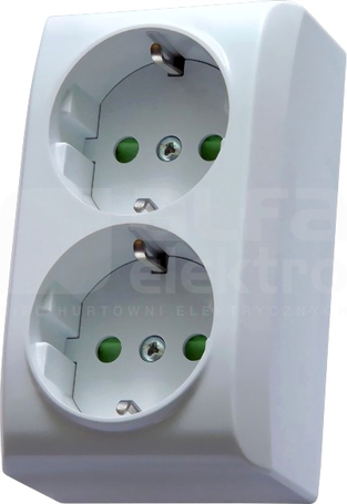 BIS 2x2P+Z SCHUKO IP20 biały Gniazdo podwójne z przesłonami styków