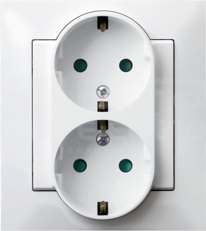IMPRESJA 2x2P+Z SCHUKO IP20 biały Gniazdo podwójne z przesłonami styków