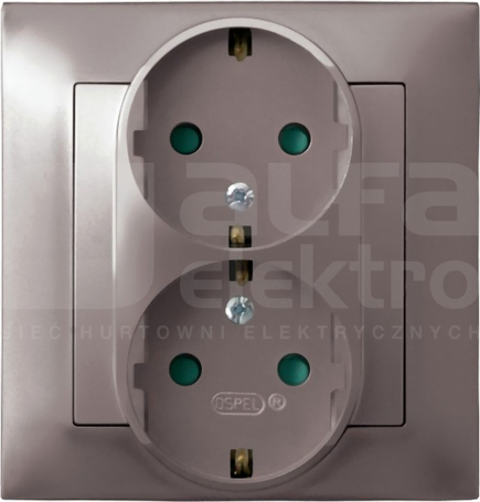 IMPRESJA 2x2P+Z SCHUKO IP20 tytan Gniazdo podwójne z przesłonami styków