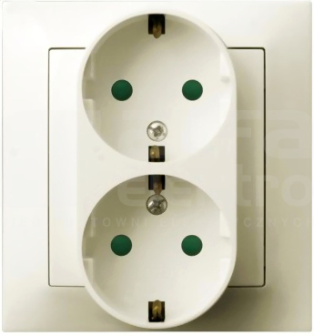 IMPRESJA 2x2P+Z SCHUKO IP20 ecru Gniazdo podwójne z przesłonami styków