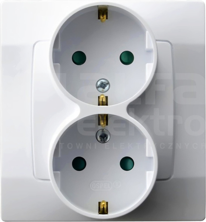 KARO 2x2P+Z SCHUKO IP20 biały Gniazdo podwójne z przesłonami styków