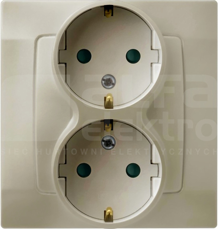 KARO 2x2P+Z SCHUKO IP20 ecru perł. Gniazdo podwójne z przesłonami styków
