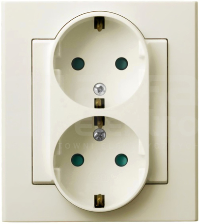 SONATA 2x2P+Z SCHUKO IP20 ecru Gniazdo podwójne z przesłonami styków