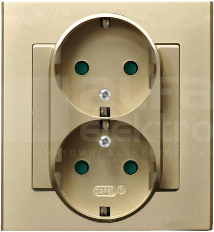 SONATA 2x2P+Z SCHUKO IP20 szamp.złoty Gniazdo podwójne z przesłonami styków