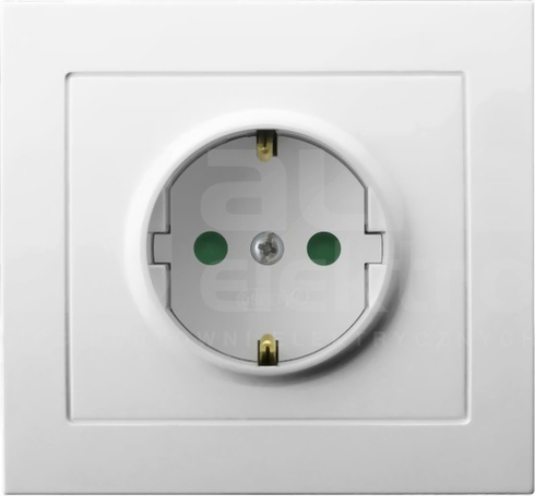 KIER 2P+Z SCHUKO IP20 biały Gniazdo pojedyncze z przesłonami styków