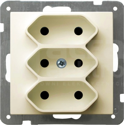 AS 3x2P 2,5A/250V IP20 ecru Gniazdo potrójne EURO