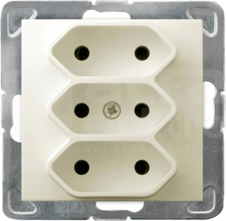 IMPRESJA 3x2P 2,5A/250V IP20 ecru Gniazdo potrójne EURO