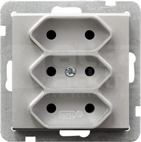 SONATA 3x2P 2,5A/250V IP20 srebrny mat Gniazdo potrójne EURO