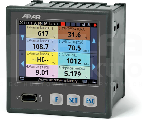 AR207/8/S1/P/P/S/S/IP30 Rejestrator danych wielokanałowy
