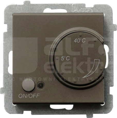 SONATA czekoladowy metal Regulator temperatury z czujnikiem podpodłog.