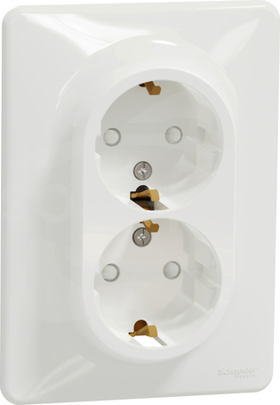SDD311221 podwójne schuko z przesłonami białe Gniazdo