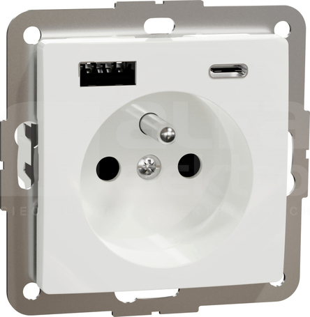 SEDNA DESIGN 2P+Z z USB A+C 3A biały Gniazdo sieciowe zaciski bezgwintowe
