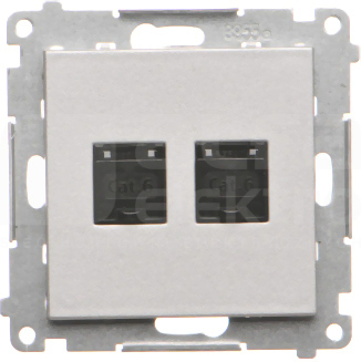 SIMON55 2xRJ45 kat.6 aluminium mat Gniazdo komputerowe podwójne