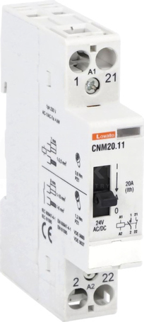 CNM20.11 20A 24VAC/DC 2P 1NO+1NC Stycznik modułowy z dźwignią