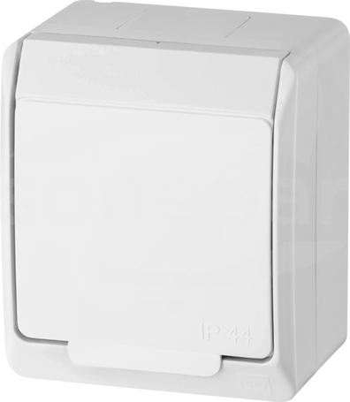 HERMES GNT-2P+Z biały/biały IP44 Gniazdo natynkowe z klapką