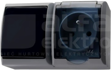 ZH-Ł1G/71/21/d 16A IP44 popiel/grafit Łącznik jednobiegunowy gniazdo pojedyncze klapka transparent