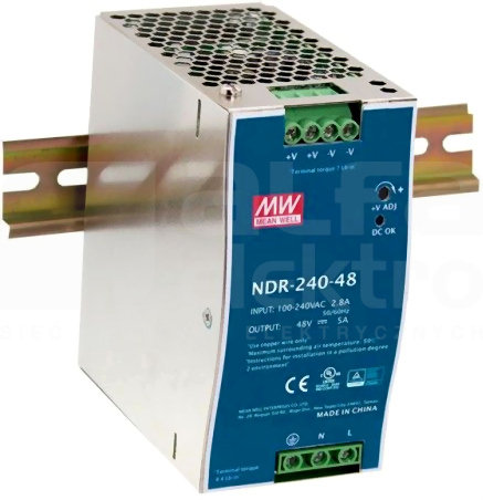NDR-240-48 240W 48V/5A Zasilacz impulsowy jednofazowy