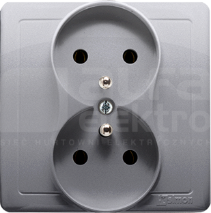 BASIC 2x2P+Z inox Gniazdo z przesłonami styków