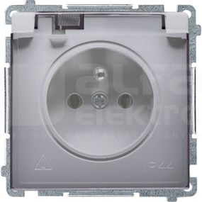 BASIC/M 2P+Z IP44 inox Gniazdo klapka dymna
