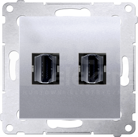 SIMON54 srebrny mat Gniazdo HDMI podwójne