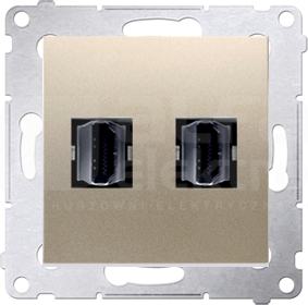 SIMON54 złoty mat Gniazdo HDMI podwójne