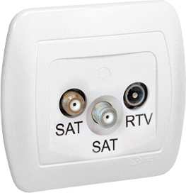AKORD biały Gniazdo SAT-SAT-RTV