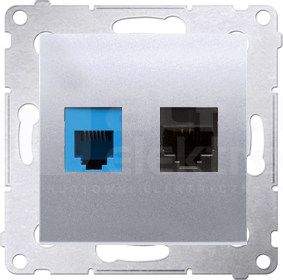 SIMON54 RJ45 kat.5e+RJ12 srebrny mat Gniazdo komputerowe/telefoniczne