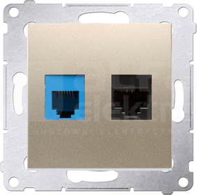 SIMON54 RJ45 kat.5e+RJ12 złoty mat Gniazdo komputerowe/telefoniczne