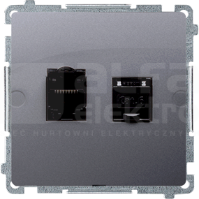 BASIC/M 2xRJ45 kat6 srebrny mat Gniazdo komputerowe