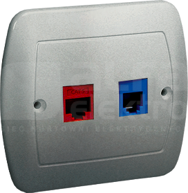 AKORD 1xRJ45+1xRJ12 aluminium Gniazdo komputerowe/telefoniczne