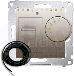 SIMON54 16(2)A złoty mat Regulator temperatury z czujnikiem zewn