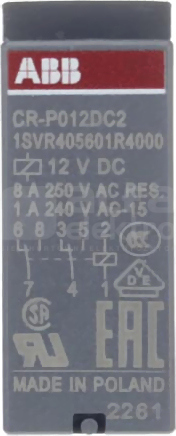 CR-P012DC2 A1-A2=12VDC 2styki c/o250V/8A Przekaźnik