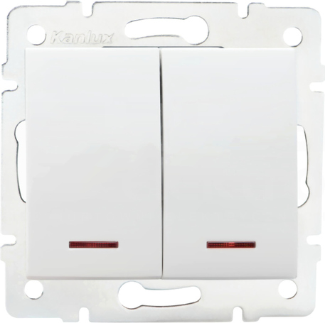 LOGI 02-1120-102 biały Łącznik świecznikowy dwugrupowy z LED