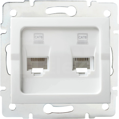 LOGI 02-1420-002 biały Gniazdo komp.2x niezal.2xRJ45 kat6 Jack