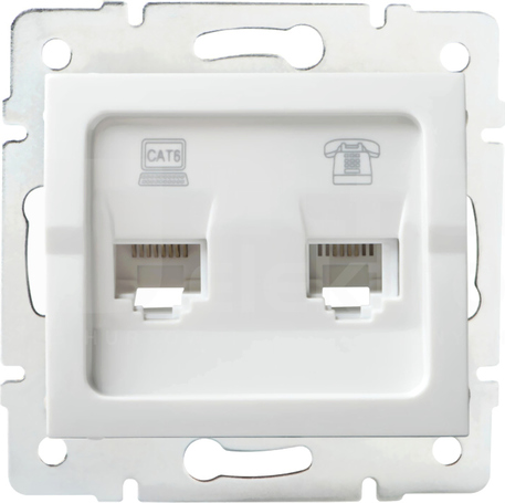 LOGI 02-1440-002 biały Gniazdo komp.-telefon.RJ45 kat6+RJ11