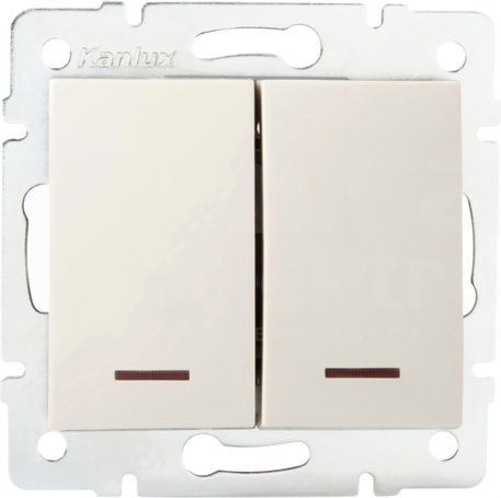 LOGI 02-1023-103 kremowy Łącznik zwierny podwójny LED