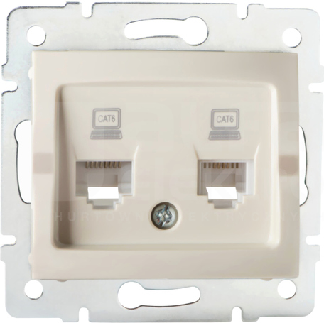 LOGI 02-1420-003 kremowy Gniazdo komp.2x niezal.2xRJ45 kat6 Jack