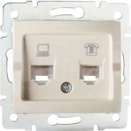 LOGI 02-1430-003 kremowy Gniazdo komp.-telefon.RJ45 kat5e+RJ11