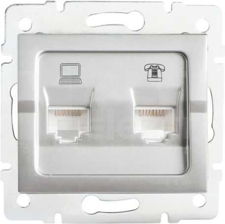 LOGI 02-1430-043 srebrny Gniazdo komp.-telefon.RJ45 kat5e+RJ11