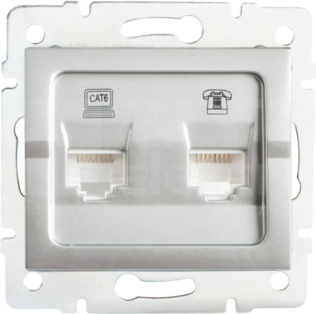 LOGI 02-1440-043 srebrny Gniazdo komp.-telefon.RJ45 kat6+RJ11