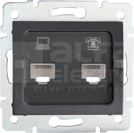 LOGI 02-1430-041 grafit Gniazdo komp.-telefon.RJ45 kat5e+RJ11